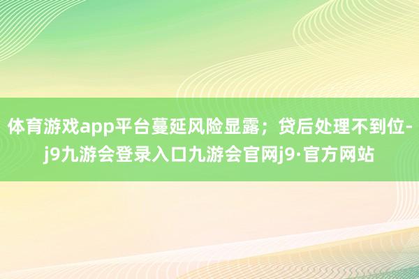 体育游戏app平台蔓延风险显露；贷后处理不到位-j9九游会登录入口九游会官网j9·官方网站